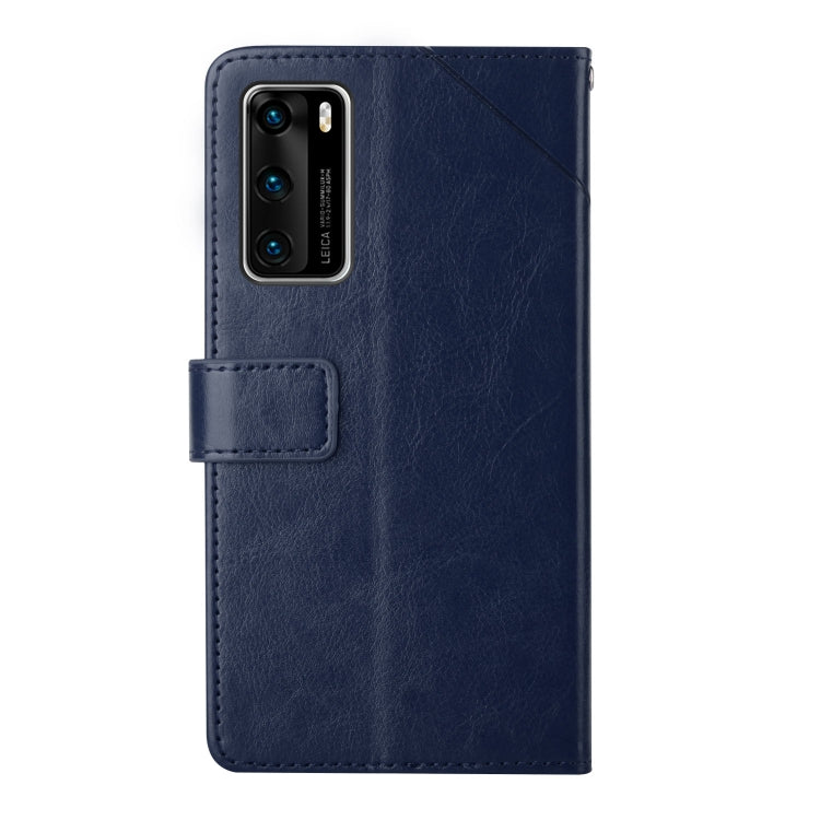 For Huawei P40 Y Stitching Horizontal Flip Leather Phone Case with Holder & Card Slots & Wallet & Photo Frame
