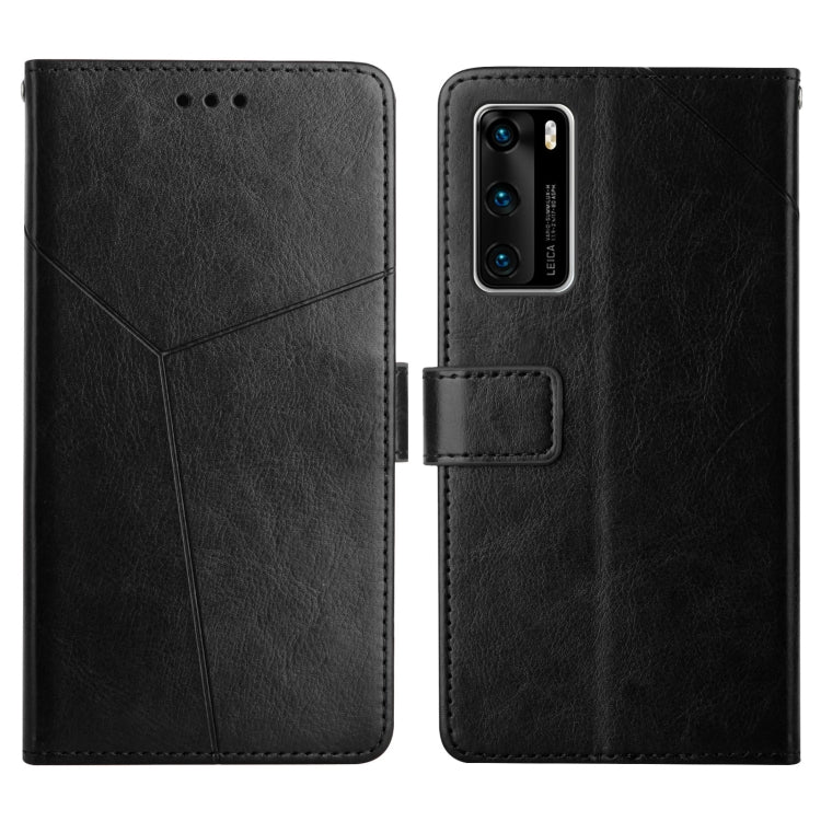For Huawei P40 Y Stitching Horizontal Flip Leather Phone Case with Holder & Card Slots & Wallet & Photo Frame