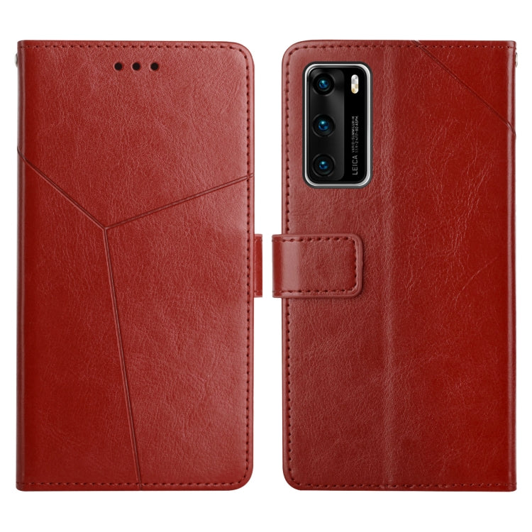 For Huawei P40 Y Stitching Horizontal Flip Leather Phone Case with Holder & Card Slots & Wallet & Photo Frame