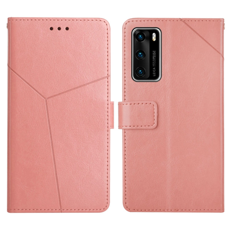 For Huawei P40 Y Stitching Horizontal Flip Leather Phone Case with Holder & Card Slots & Wallet & Photo Frame
