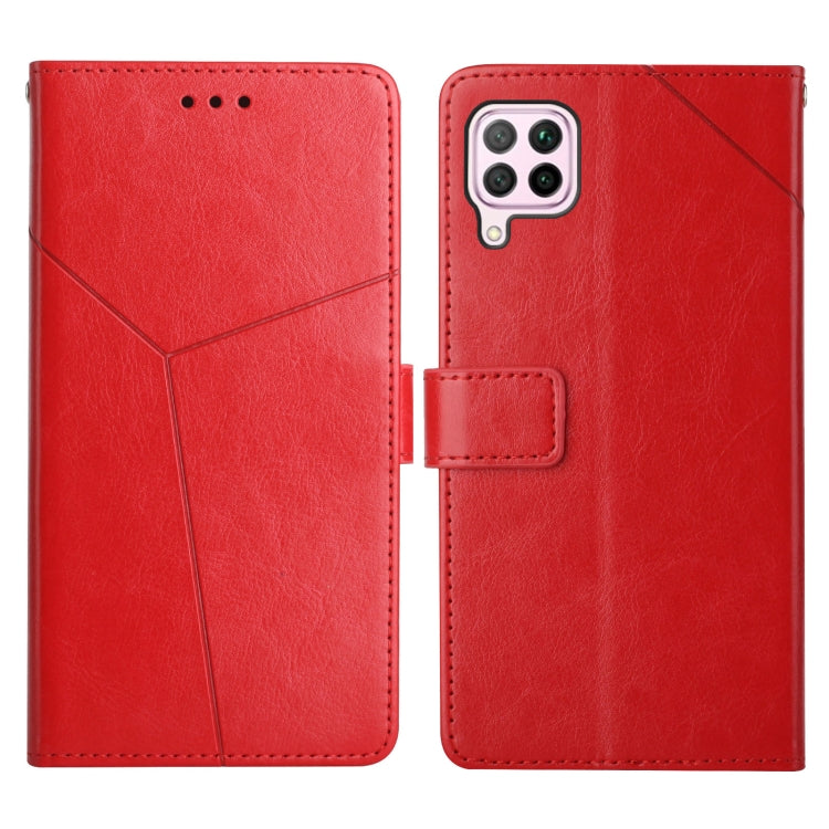 For Huawei P40 Lite Y Stitching Horizontal Flip Leather Phone Case with Holder & Card Slots & Wallet & Photo Frame
