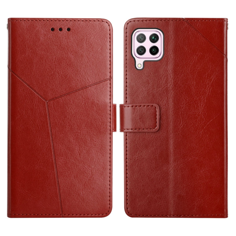 For Huawei P40 Lite Y Stitching Horizontal Flip Leather Phone Case with Holder & Card Slots & Wallet & Photo Frame