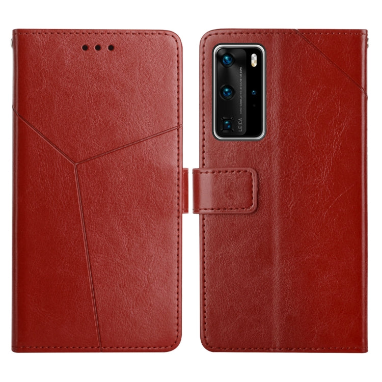 For Huawei P40 Pro Y Stitching Horizontal Flip Leather Phone Case with Holder & Card Slots & Wallet & Photo Frame