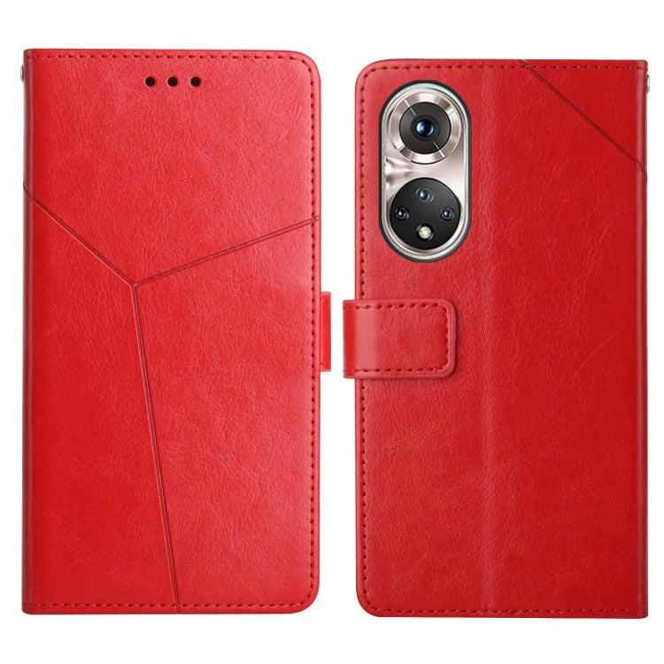 For Huawei P50 Pro Y Stitching Horizontal Flip Leather Phone Case with Holder & Card Slots & Wallet & Photo Frame