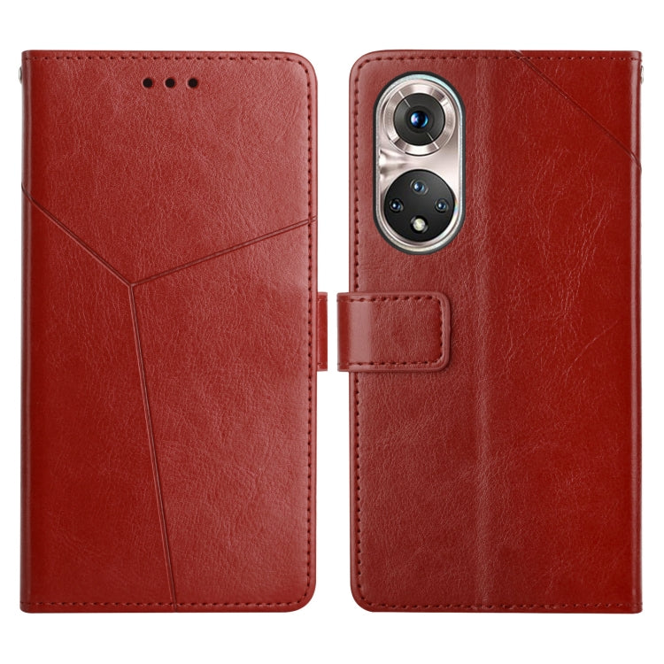 For Huawei P50 Pro Y Stitching Horizontal Flip Leather Phone Case with Holder & Card Slots & Wallet & Photo Frame