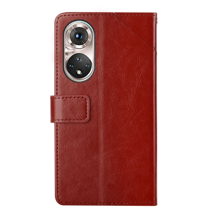 For Huawei P50 Pro Y Stitching Horizontal Flip Leather Phone Case with Holder & Card Slots & Wallet & Photo Frame