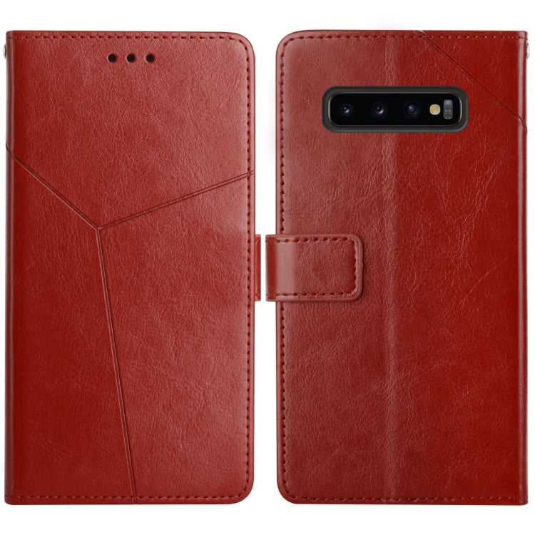 For Samsung Galaxy S10+ Y Stitching Horizontal Flip Leather Case with Holder & Card Slots & Wallet & Photo Frame