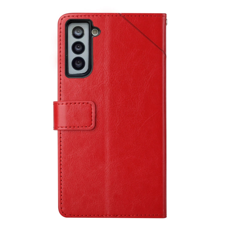 For Samsung Galaxy S21 FE 5G Y Stitching Horizontal Flip Leather Case with Holder & Card Slots & Wallet & Photo Frame