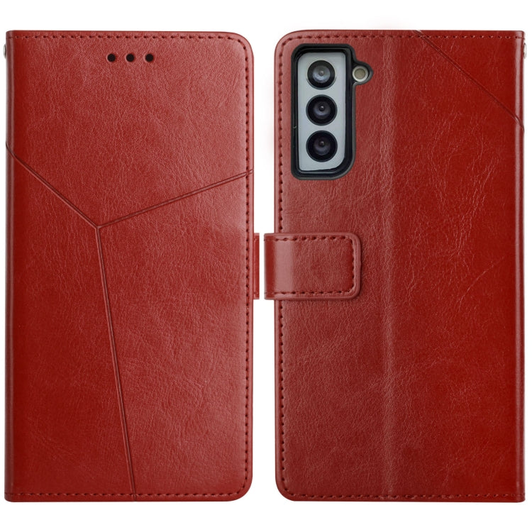 For Samsung Galaxy S21 FE 5G Y Stitching Horizontal Flip Leather Case with Holder & Card Slots & Wallet & Photo Frame