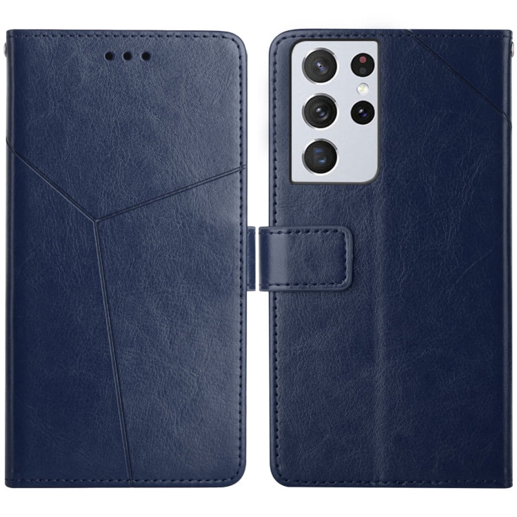 For Samsung Galaxy S21 Ultra 5G Y Stitching Horizontal Flip Leather Case with Holder & Card Slots & Wallet & Photo Frame