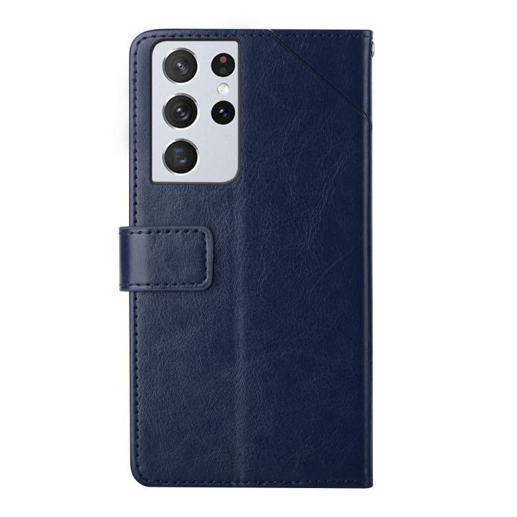 For Samsung Galaxy S21 Ultra 5G Y Stitching Horizontal Flip Leather Case with Holder & Card Slots & Wallet & Photo Frame