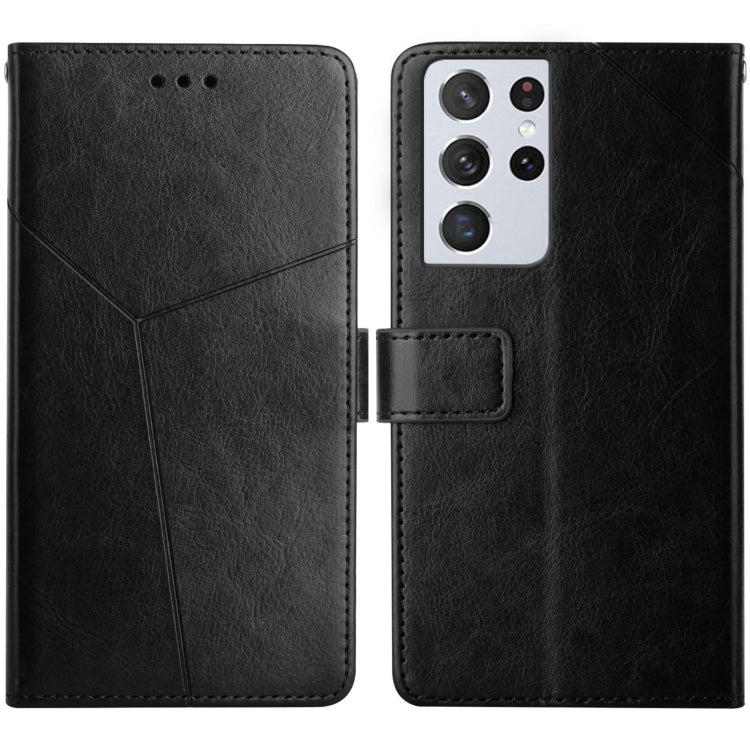 For Samsung Galaxy S21 Ultra 5G Y Stitching Horizontal Flip Leather Case with Holder & Card Slots & Wallet & Photo Frame