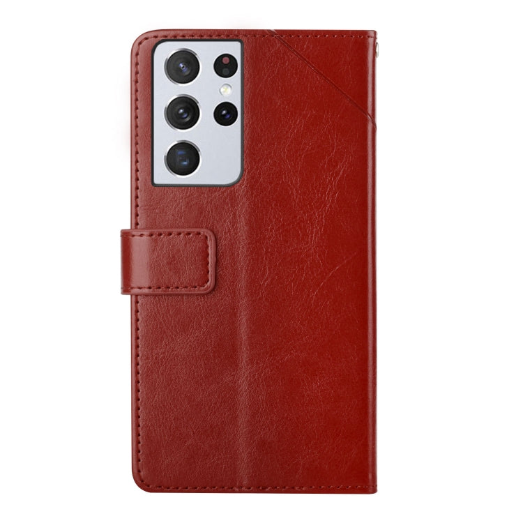 For Samsung Galaxy S21 Ultra 5G Y Stitching Horizontal Flip Leather Case with Holder & Card Slots & Wallet & Photo Frame