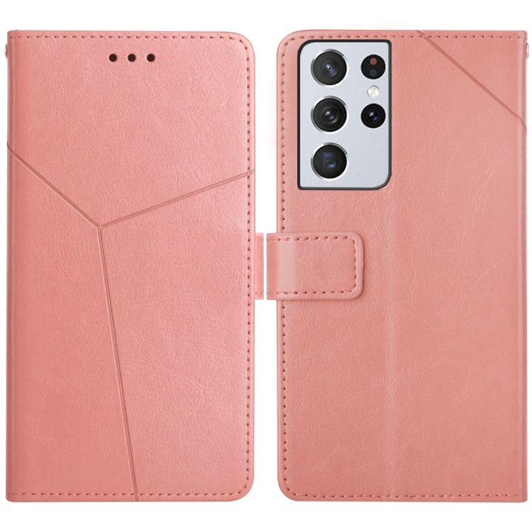 For Samsung Galaxy S21 Ultra 5G Y Stitching Horizontal Flip Leather Case with Holder & Card Slots & Wallet & Photo Frame