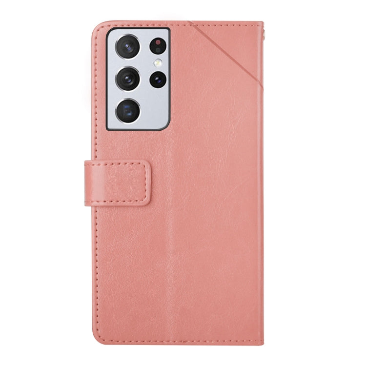 For Samsung Galaxy S21 Ultra 5G Y Stitching Horizontal Flip Leather Case with Holder & Card Slots & Wallet & Photo Frame