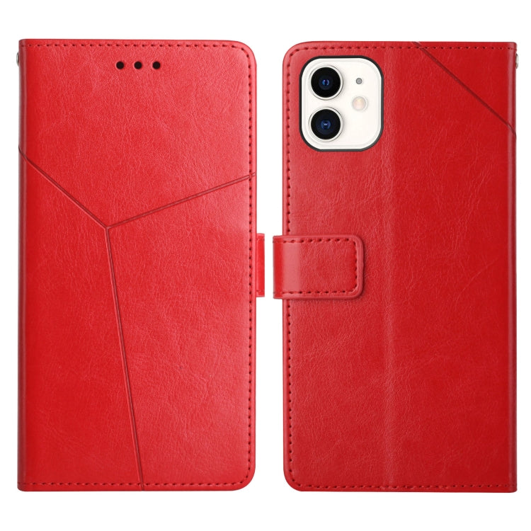 For iPhone 12 mini Y Stitching Horizontal Flip Leather Phone Case with Holder & Card Slots & Wallet & Photo Frame