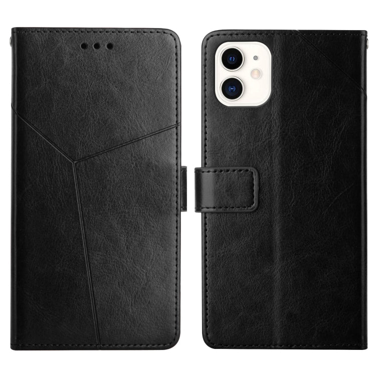 For iPhone 12 mini Y Stitching Horizontal Flip Leather Phone Case with Holder & Card Slots & Wallet & Photo Frame