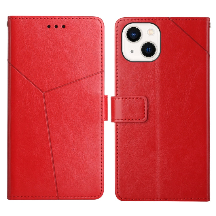 For iPhone 13 Y Stitching Horizontal Flip Leather Phone Case with Holder & Card Slots & Wallet & Photo Frame