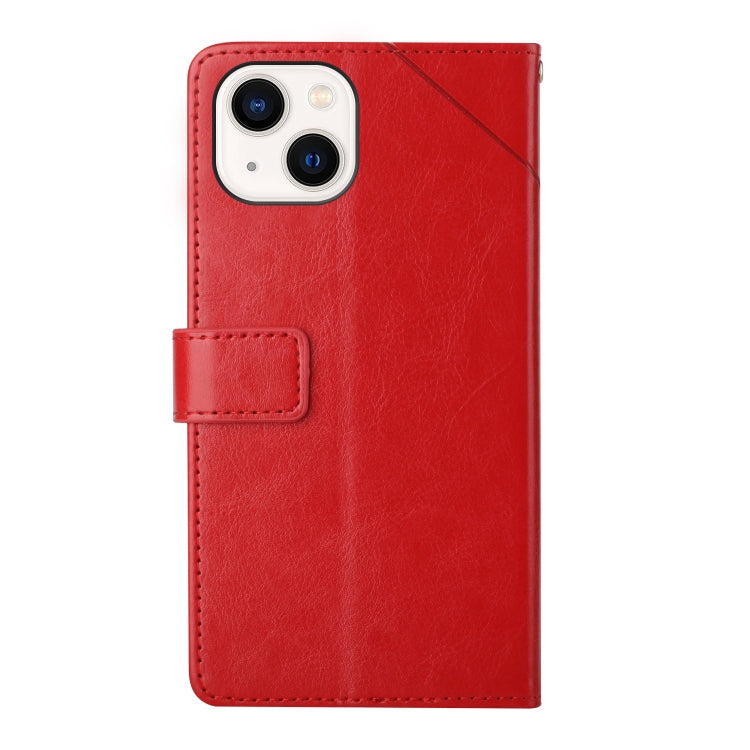 For iPhone 13 Y Stitching Horizontal Flip Leather Phone Case with Holder & Card Slots & Wallet & Photo Frame