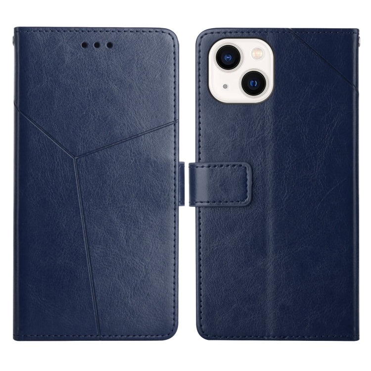 For iPhone 13 Y Stitching Horizontal Flip Leather Phone Case with Holder & Card Slots & Wallet & Photo Frame