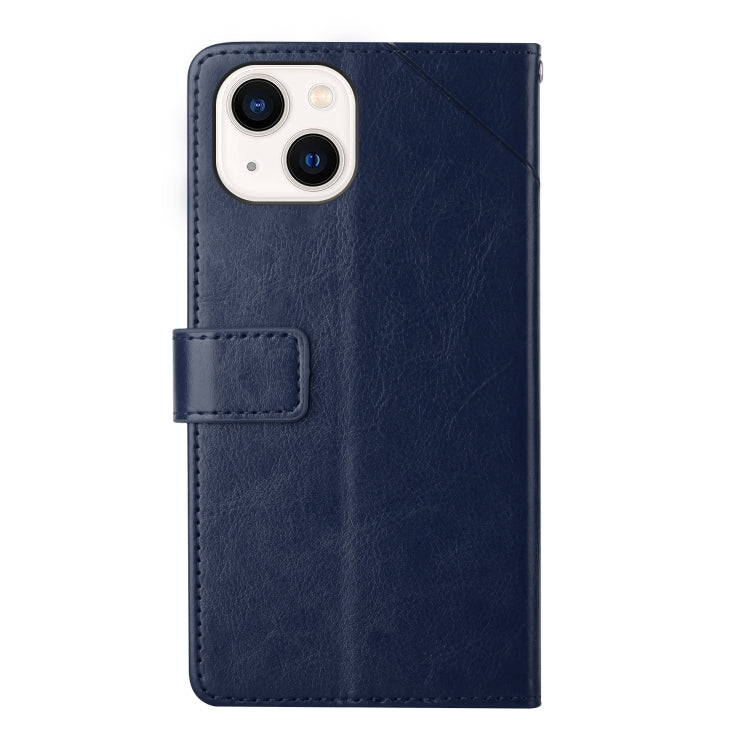 For iPhone 13 Y Stitching Horizontal Flip Leather Phone Case with Holder & Card Slots & Wallet & Photo Frame