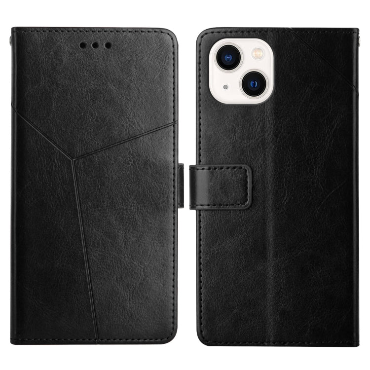 For iPhone 13 Y Stitching Horizontal Flip Leather Phone Case with Holder & Card Slots & Wallet & Photo Frame