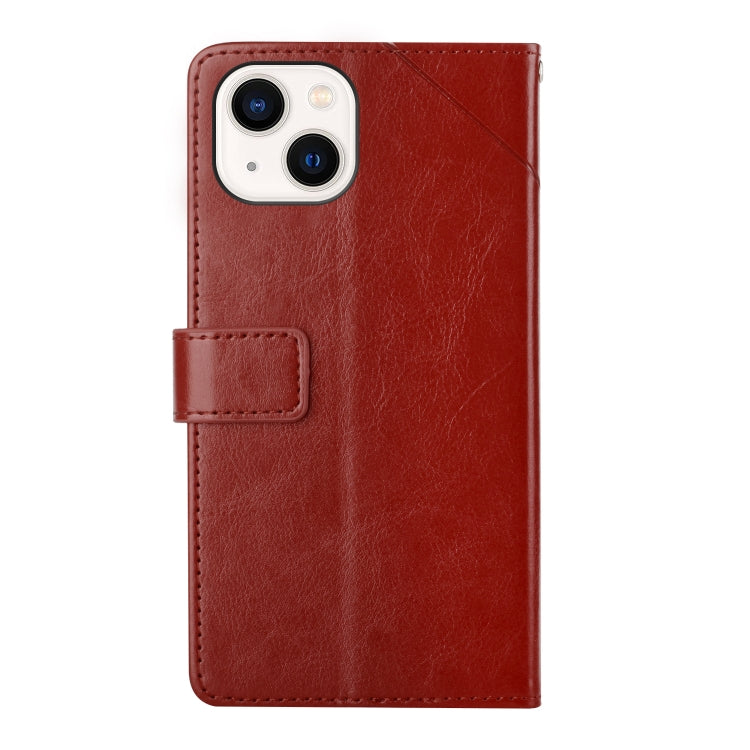 For iPhone 13 Y Stitching Horizontal Flip Leather Phone Case with Holder & Card Slots & Wallet & Photo Frame