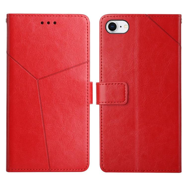 For iPhone SE 2022 / SE 2020 / 8 / 7 Y Stitching Horizontal Flip Leather Phone Case with Holder & Card Slots & Wallet & Photo Frame