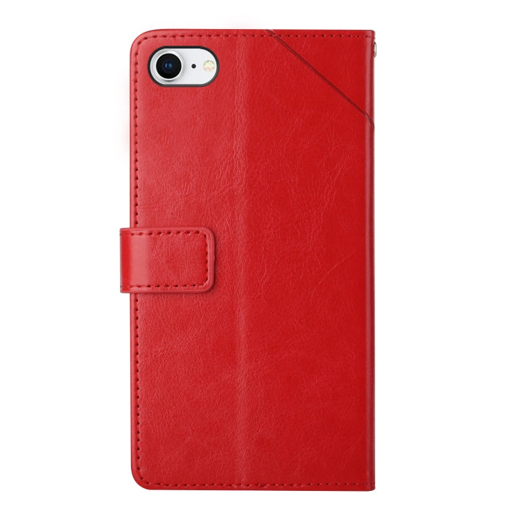 For iPhone SE 2022 / SE 2020 / 8 / 7 Y Stitching Horizontal Flip Leather Phone Case with Holder & Card Slots & Wallet & Photo Frame