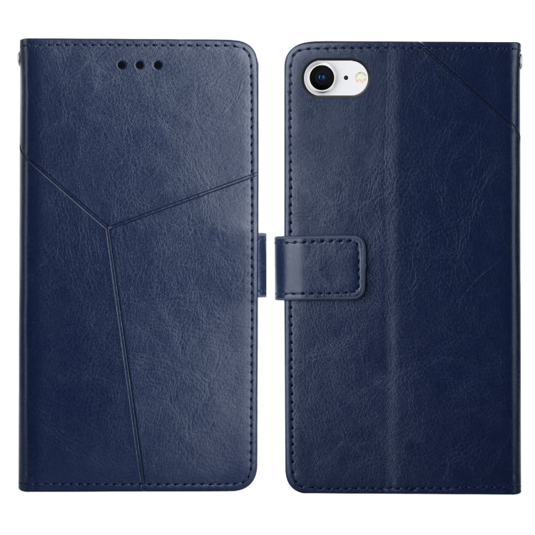 For iPhone SE 2022 / SE 2020 / 8 / 7 Y Stitching Horizontal Flip Leather Phone Case with Holder & Card Slots & Wallet & Photo Frame
