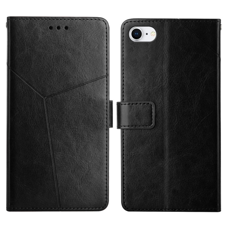 For iPhone SE 2022 / SE 2020 / 8 / 7 Y Stitching Horizontal Flip Leather Phone Case with Holder & Card Slots & Wallet & Photo Frame
