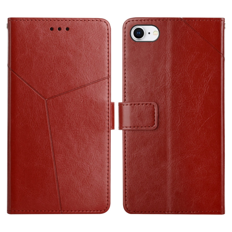 For iPhone SE 2022 / SE 2020 / 8 / 7 Y Stitching Horizontal Flip Leather Phone Case with Holder & Card Slots & Wallet & Photo Frame