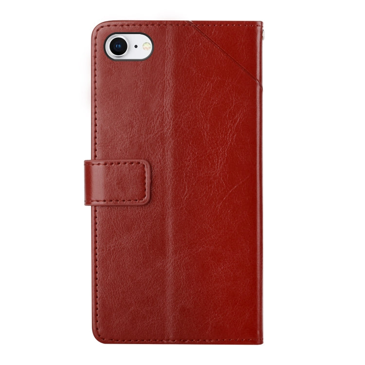 For iPhone SE 2022 / SE 2020 / 8 / 7 Y Stitching Horizontal Flip Leather Phone Case with Holder & Card Slots & Wallet & Photo Frame