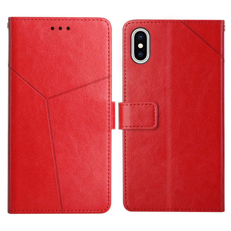 For iPhone X / XS Y Stitching Horizontal Flip Leather Phone Case with Holder & Card Slots & Wallet & Photo Frame