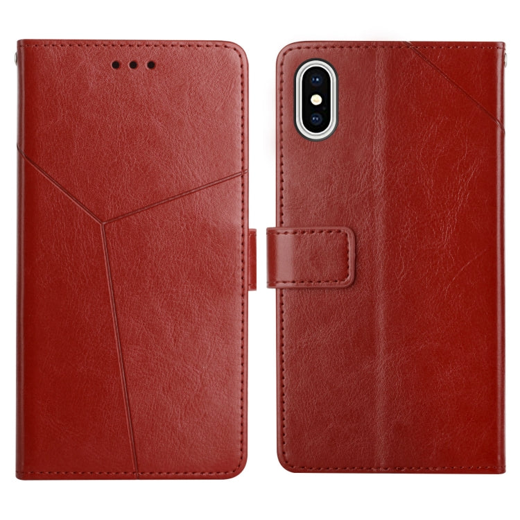 For iPhone X / XS Y Stitching Horizontal Flip Leather Phone Case with Holder & Card Slots & Wallet & Photo Frame