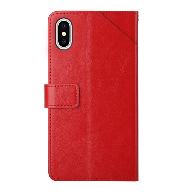 For iPhone XS Max Y Stitching Horizontal Flip Leather Phone Case with Holder & Card Slots & Wallet & Photo Frame
