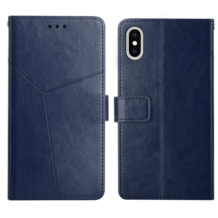 For iPhone XS Max Y Stitching Horizontal Flip Leather Phone Case with Holder & Card Slots & Wallet & Photo Frame