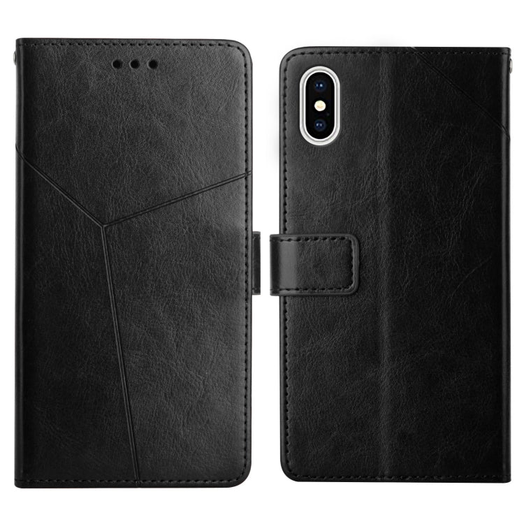 For iPhone XS Max Y Stitching Horizontal Flip Leather Phone Case with Holder & Card Slots & Wallet & Photo Frame