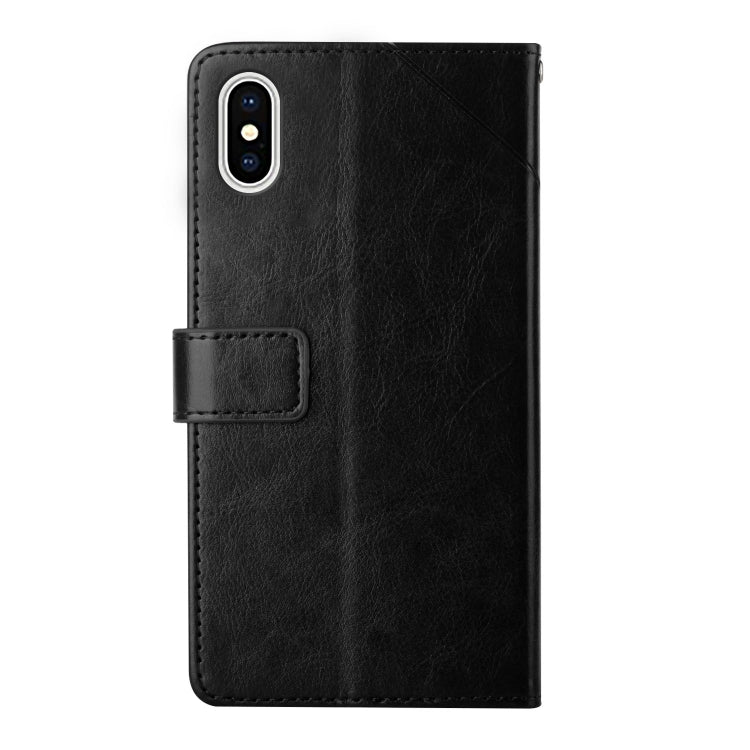 For iPhone XS Max Y Stitching Horizontal Flip Leather Phone Case with Holder & Card Slots & Wallet & Photo Frame