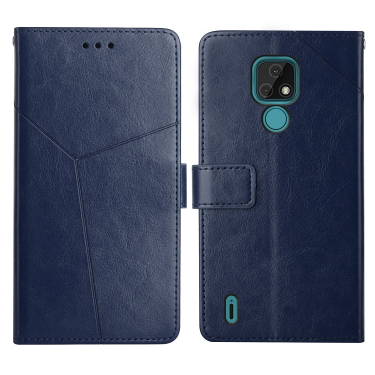 For Motorola Moto E7 Y Stitching Horizontal Flip Leather Phone Case with Holder & Card Slots & Wallet & Photo Frame