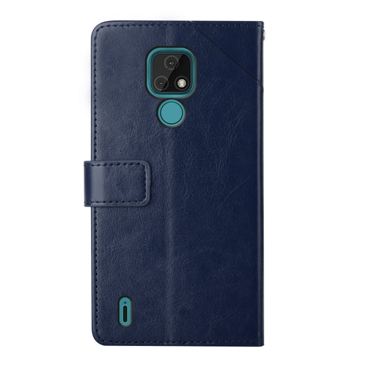 For Motorola Moto E7 Y Stitching Horizontal Flip Leather Phone Case with Holder & Card Slots & Wallet & Photo Frame