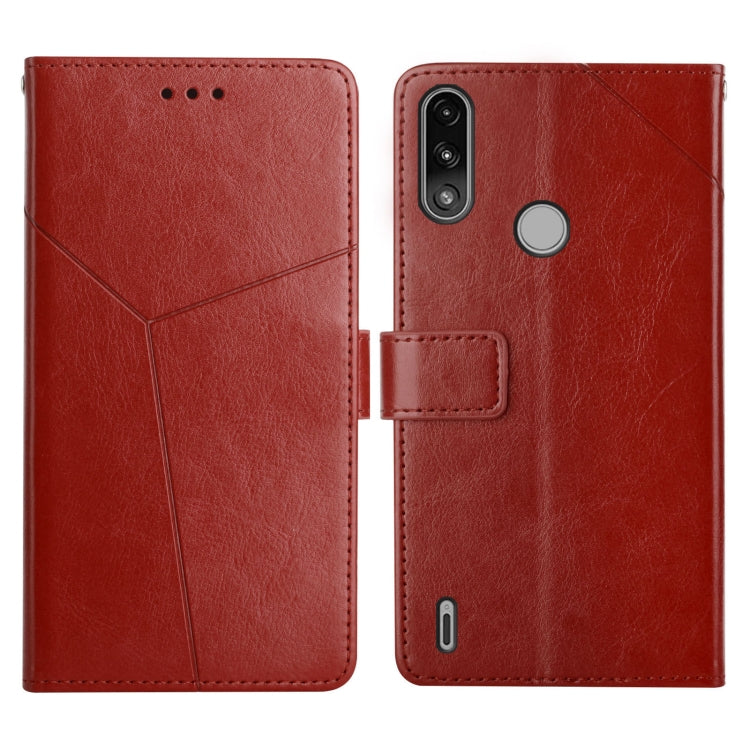 For Motorola Moto E7 Power Y Stitching Horizontal Flip Leather Phone Case with Holder & Card Slots & Wallet & Photo Frame