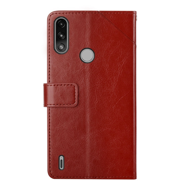 For Motorola Moto E7 Power Y Stitching Horizontal Flip Leather Phone Case with Holder & Card Slots & Wallet & Photo Frame
