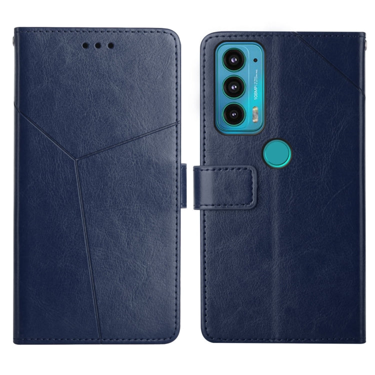 For Motorola Edge 20 Y Stitching Horizontal Flip Leather Phone Case with Holder & Card Slots & Wallet & Photo Frame