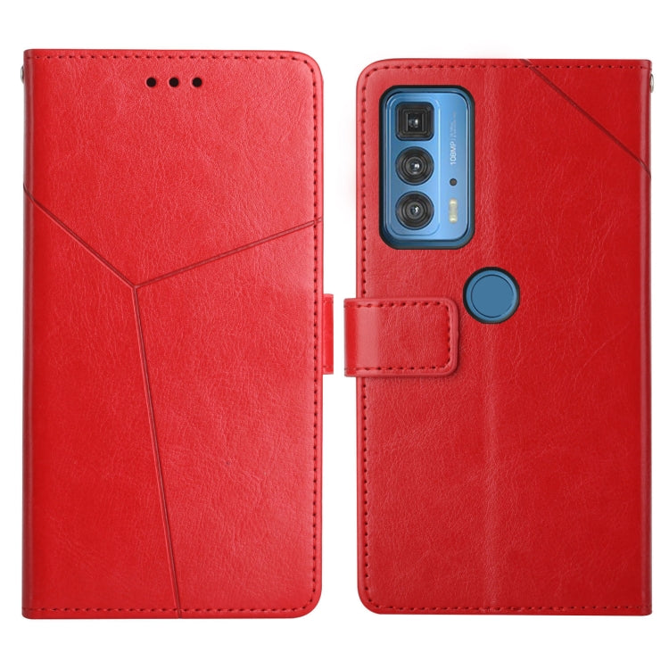 For Motorola Edge 20 Pro Y Stitching Horizontal Flip Leather Phone Case with Holder & Card Slots & Wallet & Photo Frame