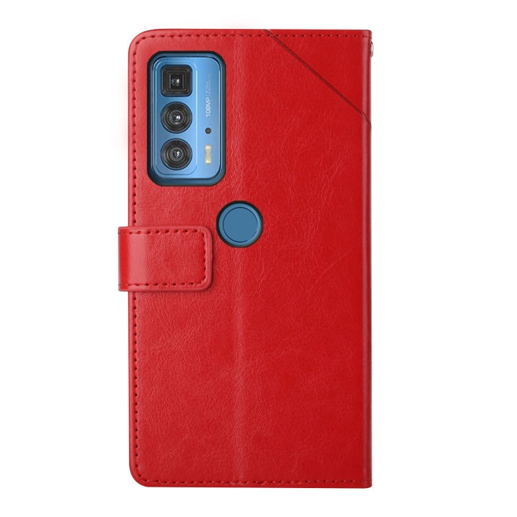 For Motorola Edge 20 Pro Y Stitching Horizontal Flip Leather Phone Case with Holder & Card Slots & Wallet & Photo Frame