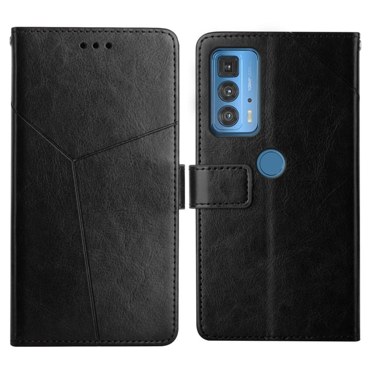 For Motorola Edge 20 Pro Y Stitching Horizontal Flip Leather Phone Case with Holder & Card Slots & Wallet & Photo Frame