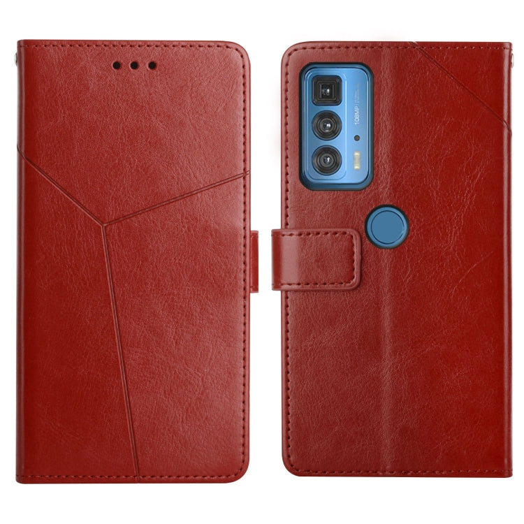 For Motorola Edge 20 Pro Y Stitching Horizontal Flip Leather Phone Case with Holder & Card Slots & Wallet & Photo Frame