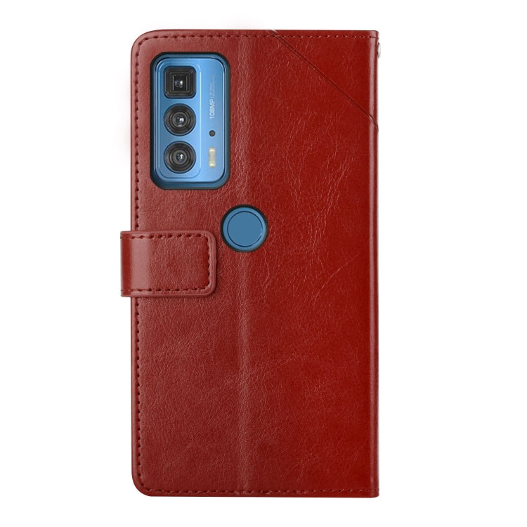 For Motorola Edge 20 Pro Y Stitching Horizontal Flip Leather Phone Case with Holder & Card Slots & Wallet & Photo Frame
