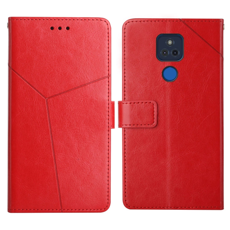 For Motorola Moto G Play 2021 Y Stitching Horizontal Flip Leather Phone Case with Holder & Card Slots & Wallet & Photo Frame